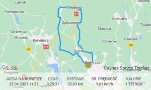 mapka ze śladem wycieczki